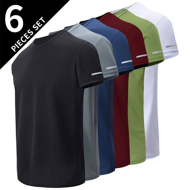 Men’s Solid Color T-Shirt – Round Neck, Short Sleeve, Printed Cuff Detail, Multi-Pack Options