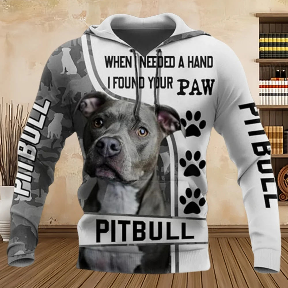 Men’s Animal Dog Print Hoodie – Casual 3D Graphic Pullover Sweatshirt with Long Sleeve Comfort Fit