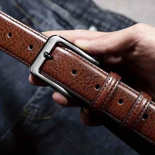 Men’s Leather Ratchet Belt – Micro Adjustable Dress Belt for Pants, Business & Everyday Fit