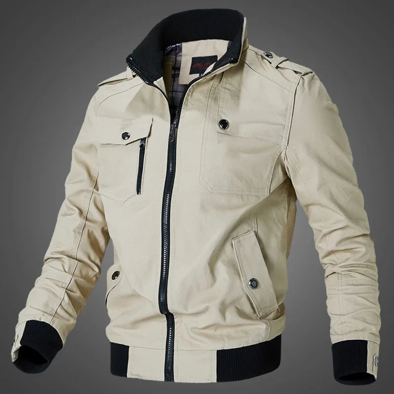 Men’s Casual Bomber Jacket – Slim Fit Military Windbreaker Coat for Streetwear Fashion