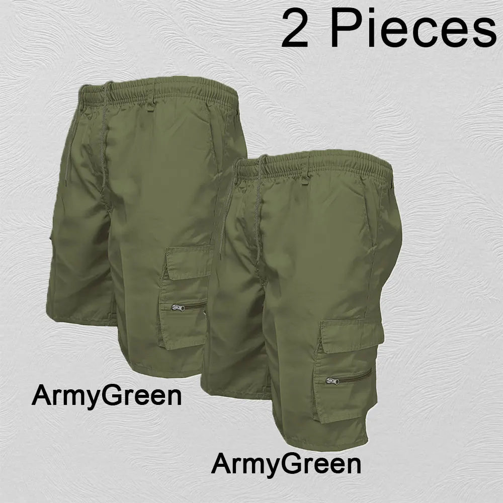 Men’s Casual Cargo Shorts with Large Pockets (Plus Size Available)