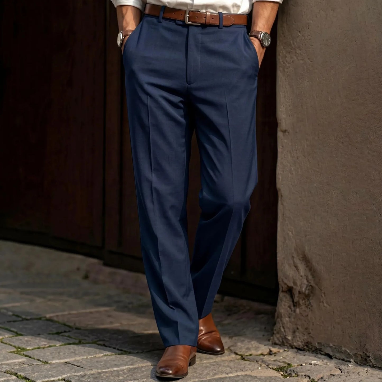 Men’s Old Money Dress Pants – High-End Straight-Leg Business Casual Trousers with Timeless Solid Color Style