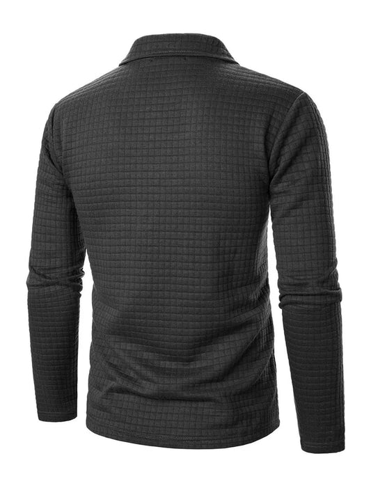 Men’s Long Sleeve Checkered Shirt – Button-Up, Textured Fabric