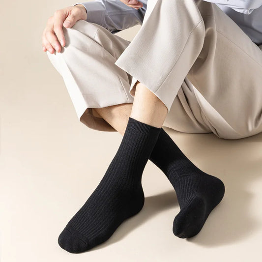 5-Pack Men’s Mid-Calf Socks Multiple Colors – Breathable Business & Athletic Socks,