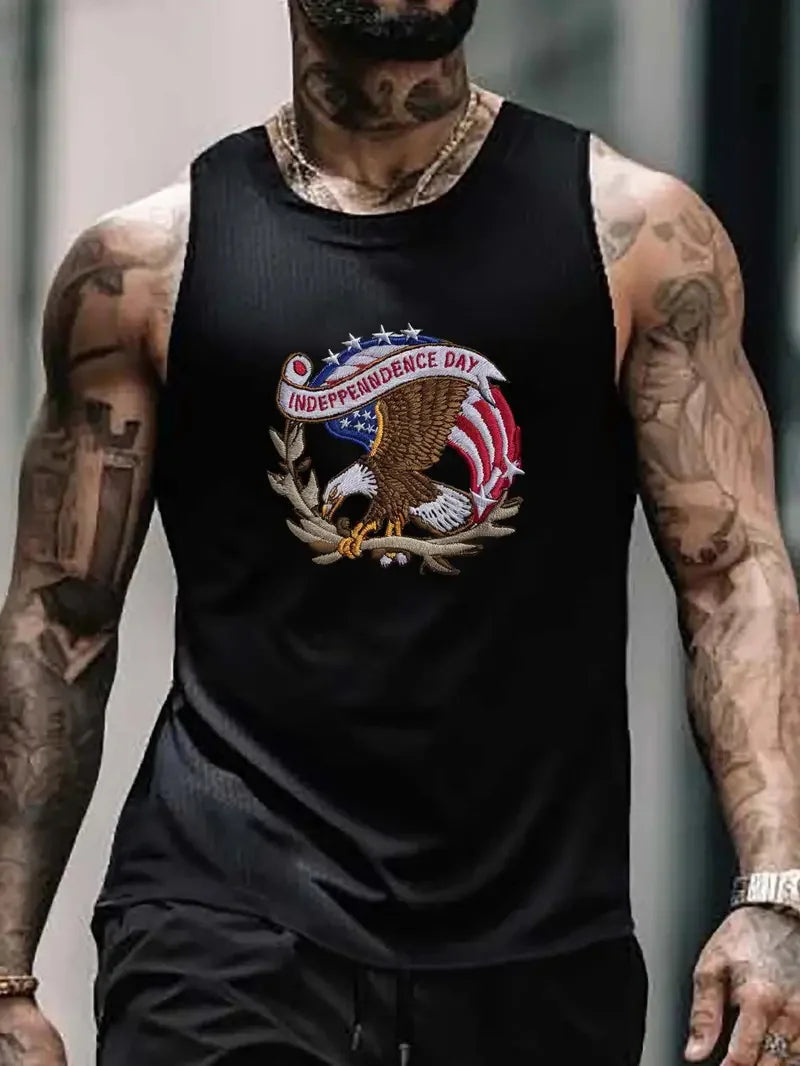 Men’s Punisher Solid Color Sleeveless Tank Top – Round Neck, Breathable Fitness Shirt