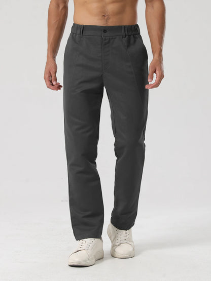 Men’s Fashion Casual Trousers – Woven Non-Stretch Pants for Everyday Outings