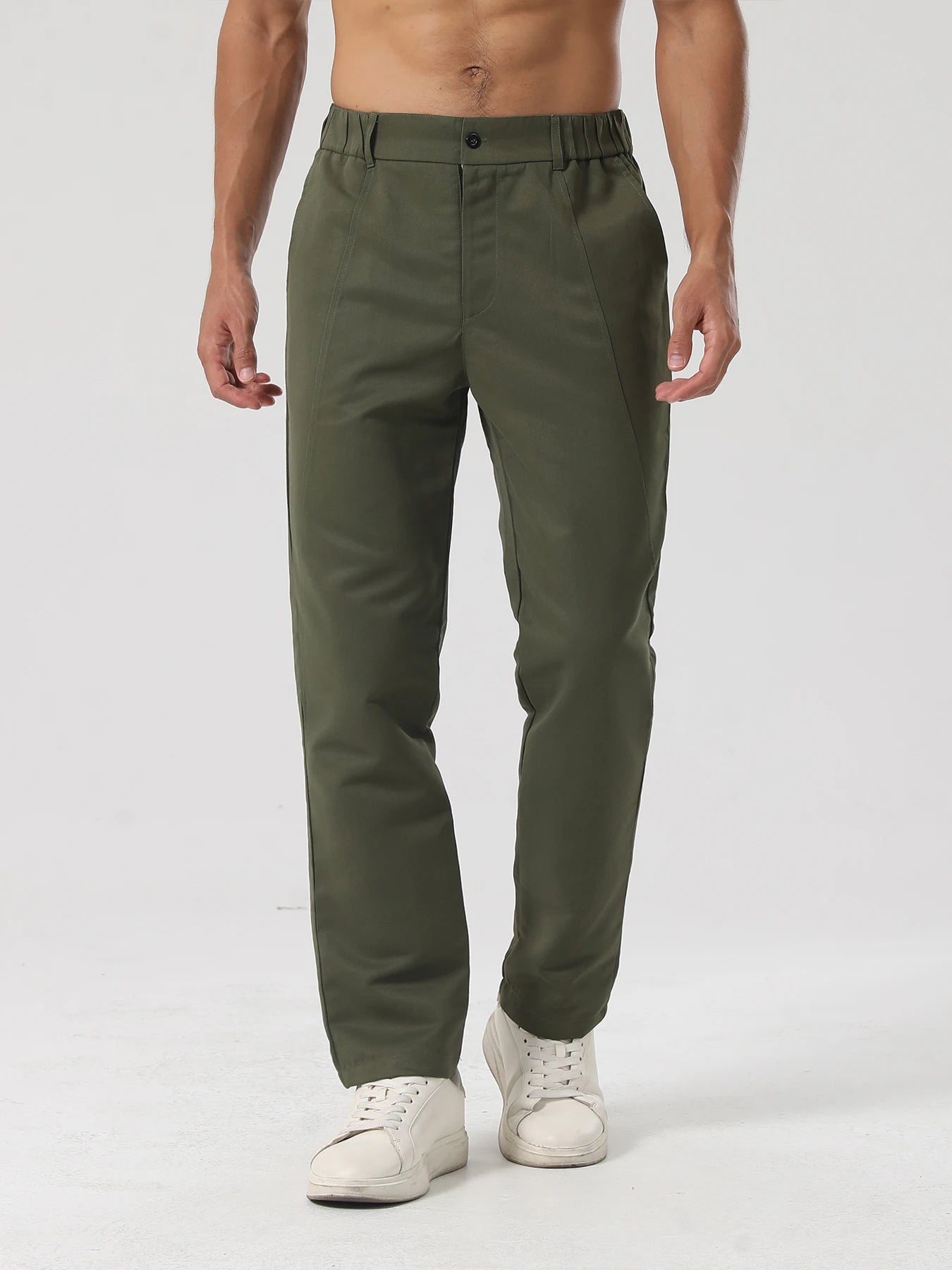 Men’s Fashion Casual Trousers – Woven Non-Stretch Pants for Everyday Outings