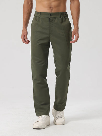 Men’s Fashion Casual Trousers – Woven Non-Stretch Pants for Everyday Outings