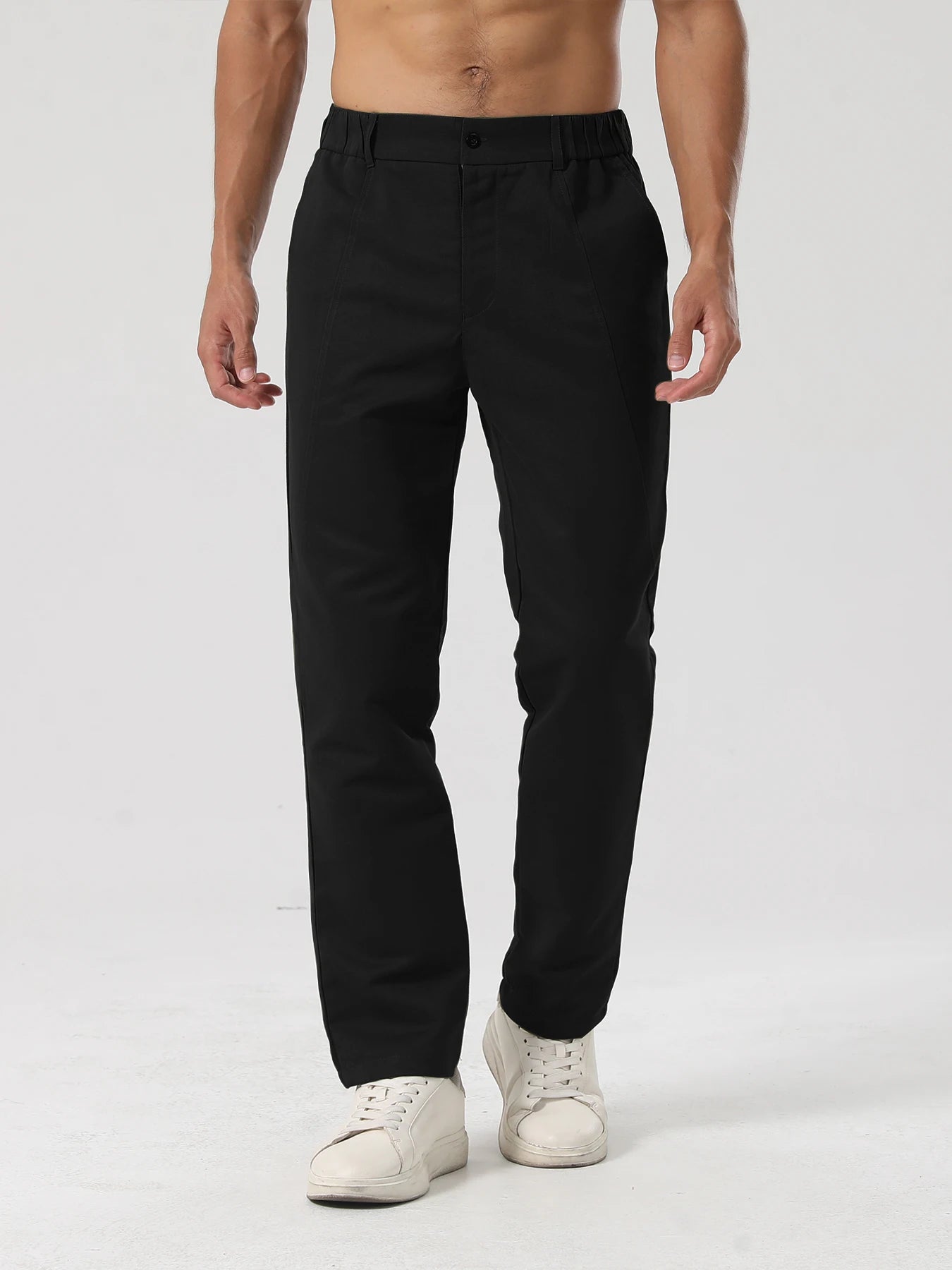 Men’s Fashion Casual Trousers – Woven Non-Stretch Pants for Everyday Outings