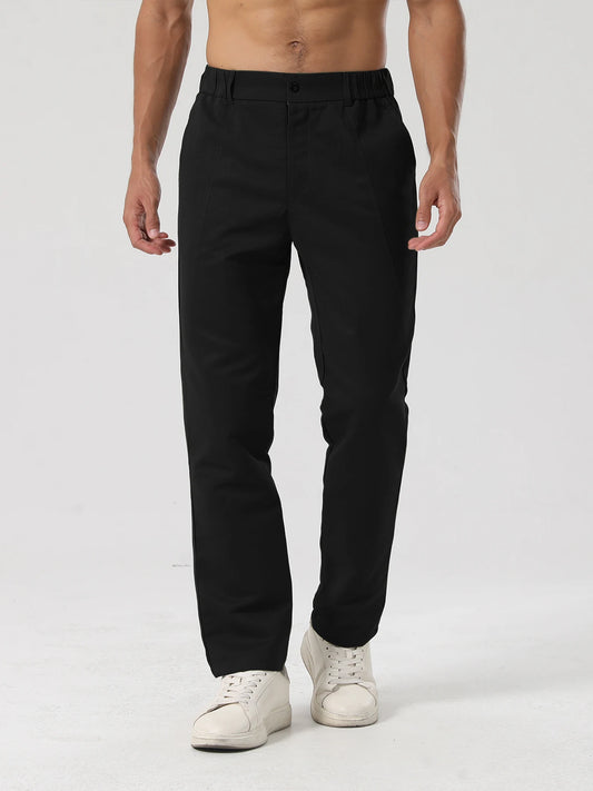 Men’s Fashion Casual Trousers – Woven Non-Stretch Pants for Everyday Outings