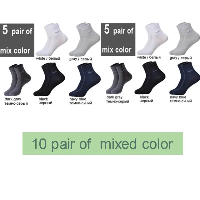 10-Pack Men’s Bamboo Crew Socks – Breathable, Comfortable Casual & Business Wear