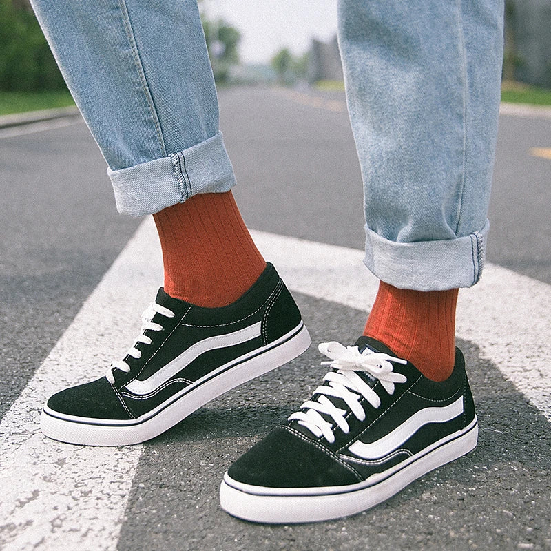 Men’s Cotton Crew Socks – Solid Colors Casual Daily Socks, All-Season Comfort,