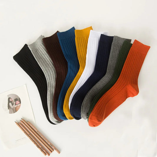 Men’s Cotton Crew Socks – Solid Colors Casual Daily Socks, All-Season Comfort,