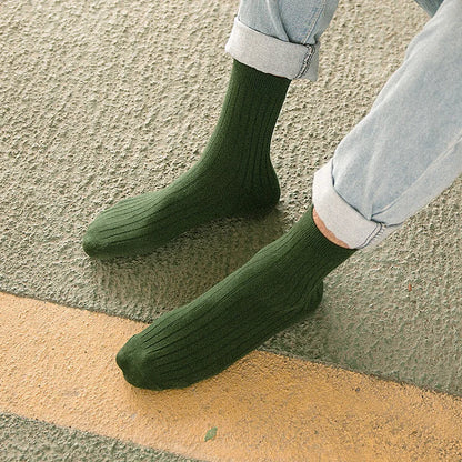 Men’s Cotton Crew Socks – Solid Colors Casual Daily Socks, All-Season Comfort,