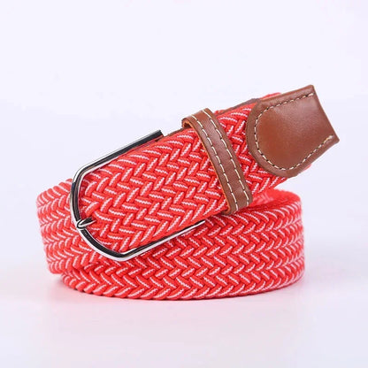 Unisex Braided Stretch Canvas Belt – Metal Pin Buckle for Jeans & Pants (107–130cm)