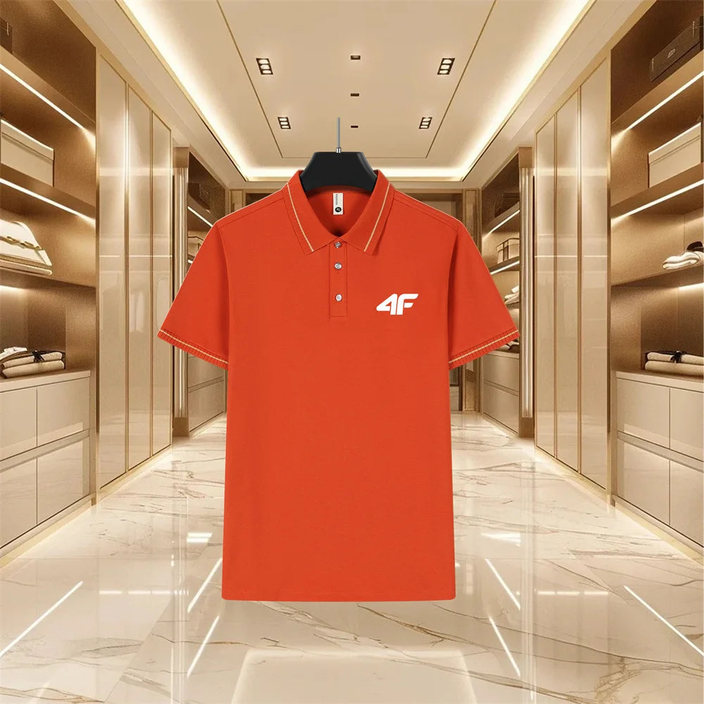 Men’s Color-Block Polo Shirt – Short Sleeve, Slim Fit Casual Style