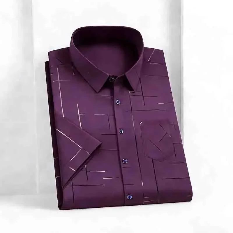 Men’s Geometric Print Short Sleeve Shirt – Casual Button-Down