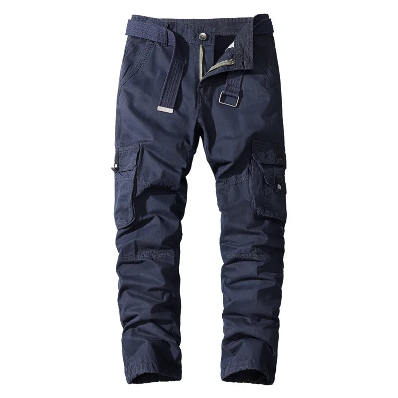 Men’s Cotton Casual Pants – Straight Fit, Multi-Pocket