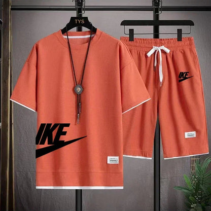 Men’s Summer Sports Set – Short Sleeve T-Shirt & Shorts, Casual Fit (M–3XL)