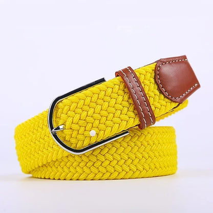 Unisex Braided Stretch Canvas Belt – Metal Pin Buckle for Jeans & Pants (107–130cm)