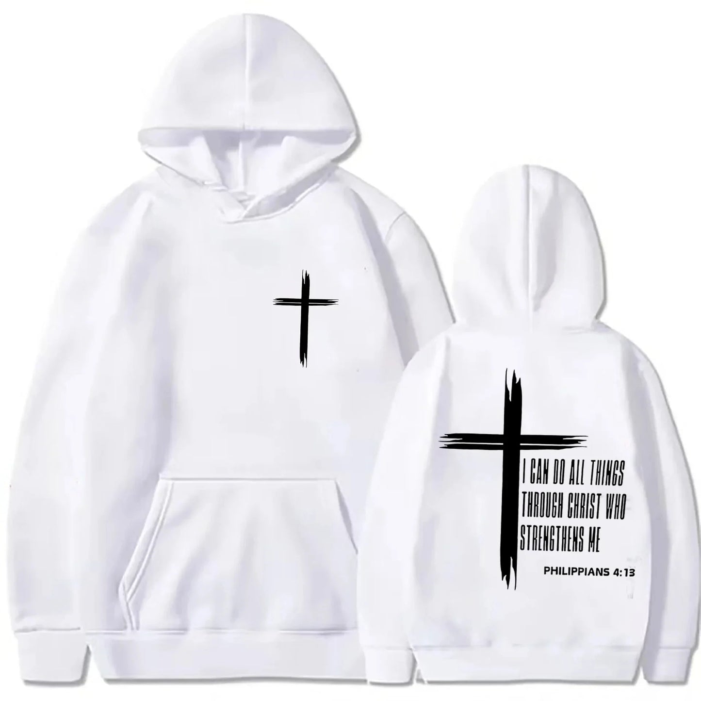 Unisex Cross Graphic Hoodie – Casual Pullover Sweatshirt with Motivational Print