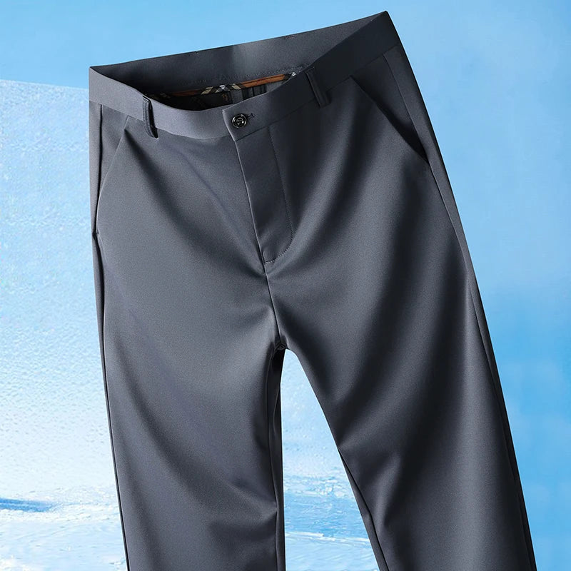 Men’s Summer Stretch Pants – Lightweight Straight-Leg Casual Trousers with Wrinkle-Free Cool-Touch Fabric (Sizes 29–42)
