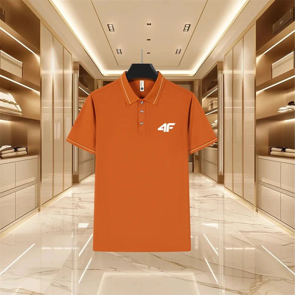 Men’s Color-Block Polo Shirt – Short Sleeve, Slim Fit Casual Style