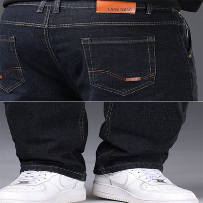 Men’s Plus Size Black Stretch Jeans – Straight Fit, Loose Casual