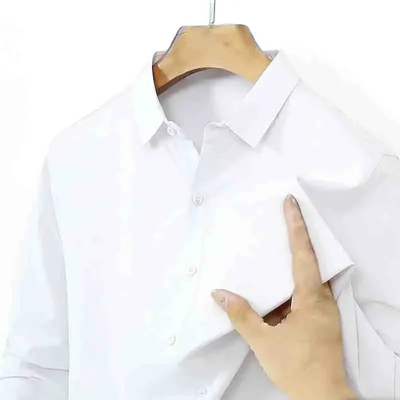 Men’s Non-Iron Teal Blue Long Sleeve Button-Up Shirt – Business Wear