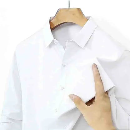 Men’s Non-Iron Teal Blue Long Sleeve Button-Up Shirt – Business Wear