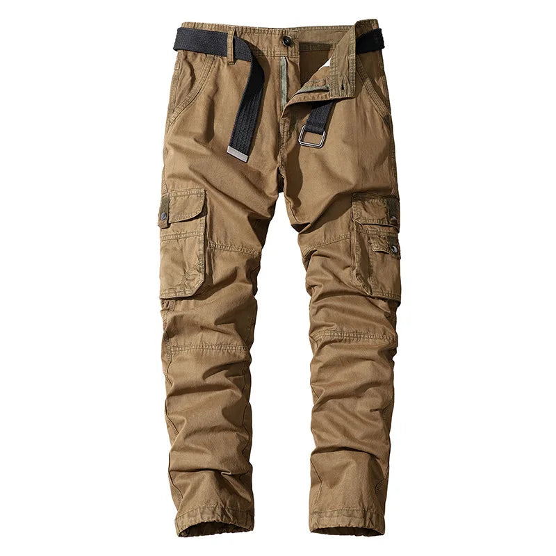 Men’s Cotton Casual Pants – Straight Fit, Multi-Pocket