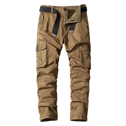 Men’s Cotton Casual Pants – Straight Fit, Multi-Pocket
