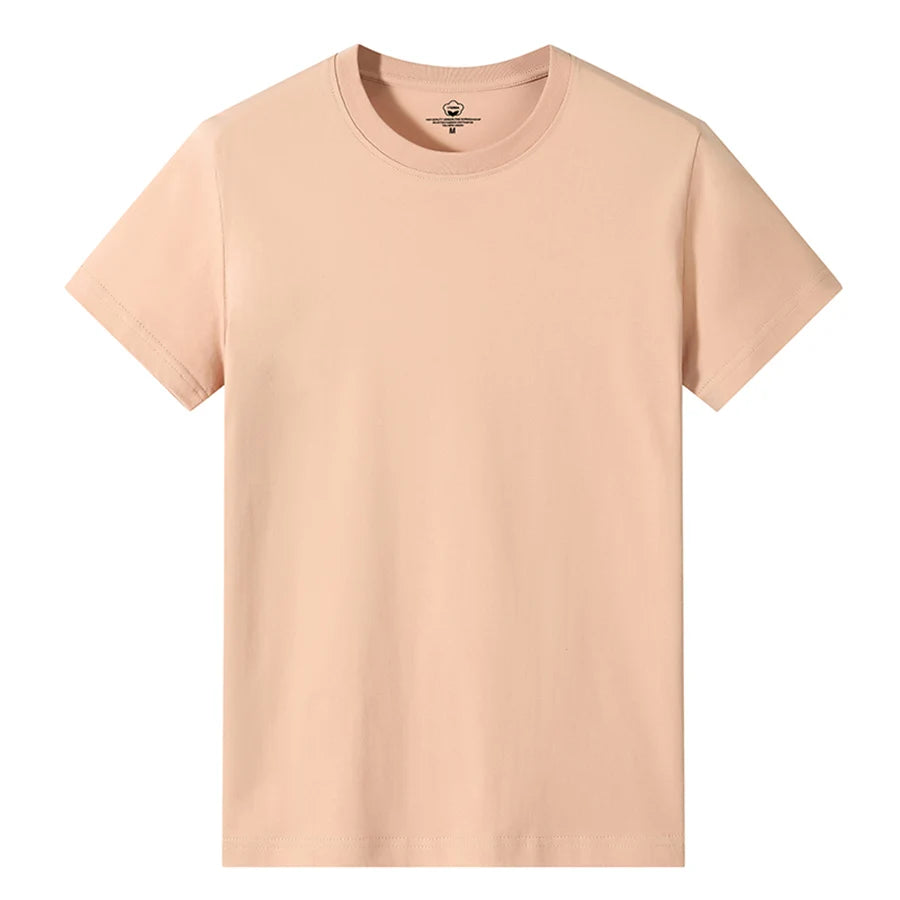 Men’s Solid Color Round Neck T-Shirt – Short Sleeve, Printed Cuffs (2/4/6 Pack)