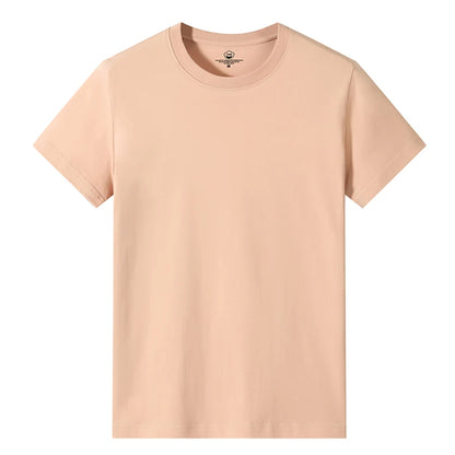Men’s Solid Color Round Neck T-Shirt – Short Sleeve, Printed Cuffs (2/4/6 Pack)