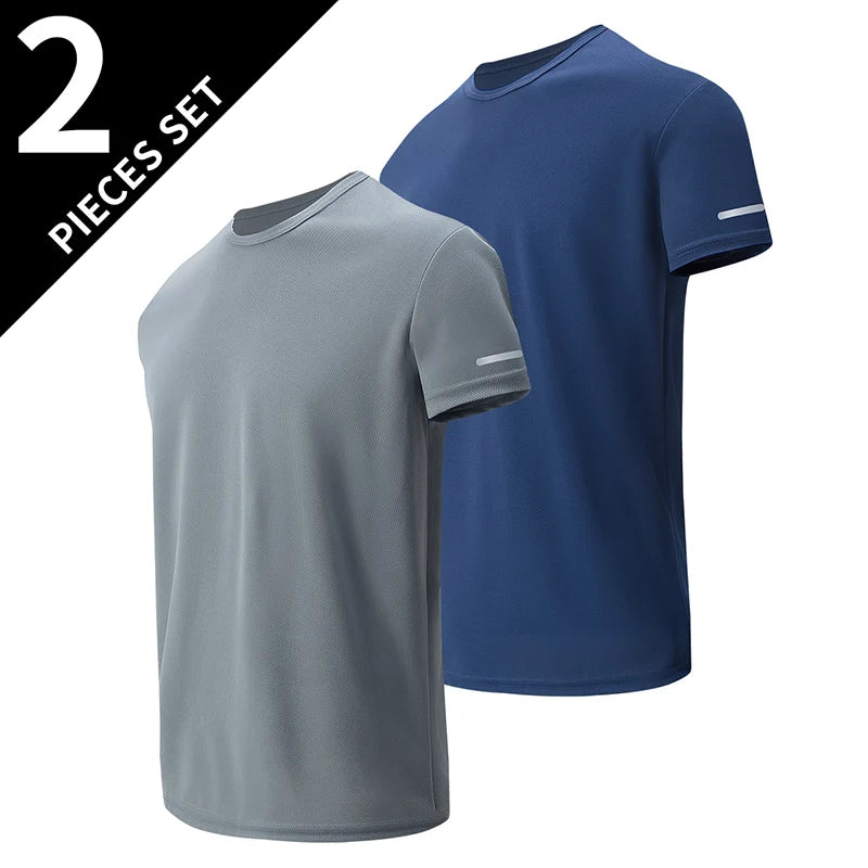 Men’s Solid Color T-Shirt – Round Neck, Short Sleeve, Printed Cuff Detail, Multi-Pack Options