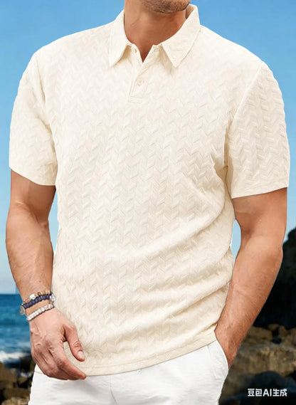 Men’s Solid Color Polo Shirt – Short Sleeve, Breathable Summer Top
