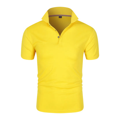 Men’s Solid Color Polo Shirt – Short Sleeve, Lightweight Summer Top