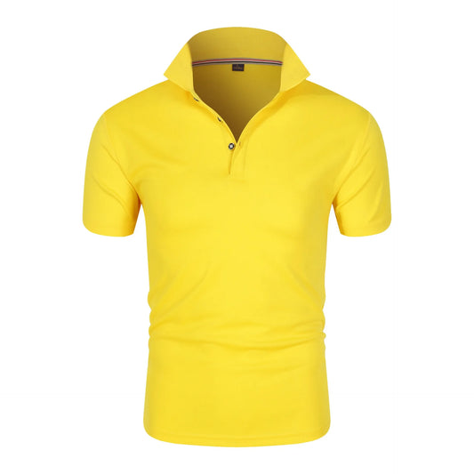 Men’s Solid Color Polo Shirt – Short Sleeve, Lightweight Summer Top