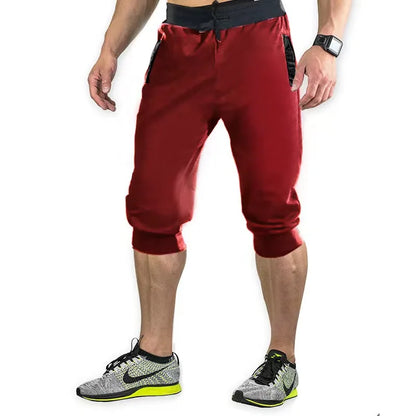 New Mens cross-border sports pants men's casual jogging shorts elastic fitness pants cropped pants M-4XL Men