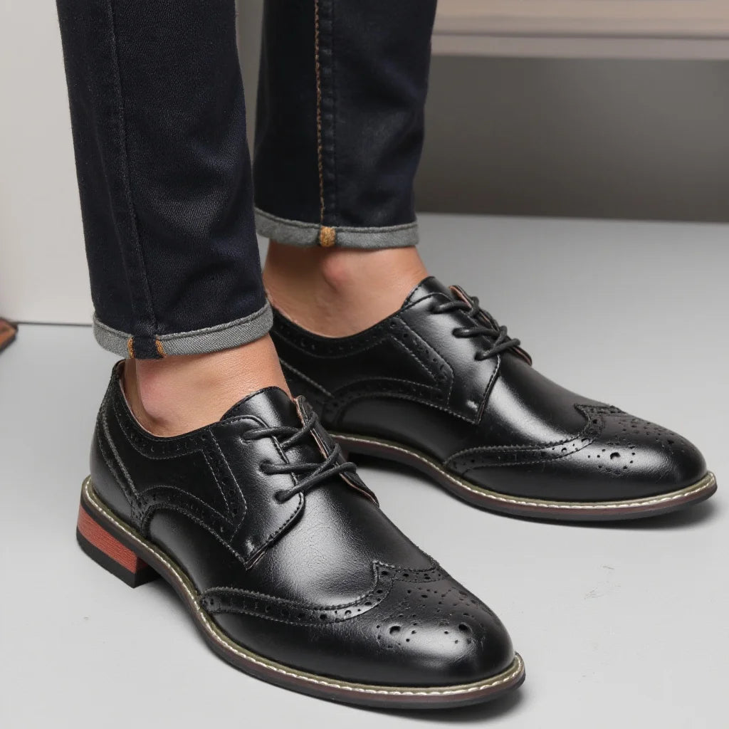 Men’s Stylish Leather Dress Shoes – Comfortable Business Gentleman Footwear