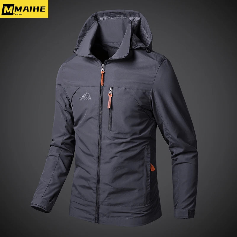 Men’s Waterproof Military Windbreaker Jacket – Hooded Outdoor Combat Coat for Hiking, Biking & Autumn Wear