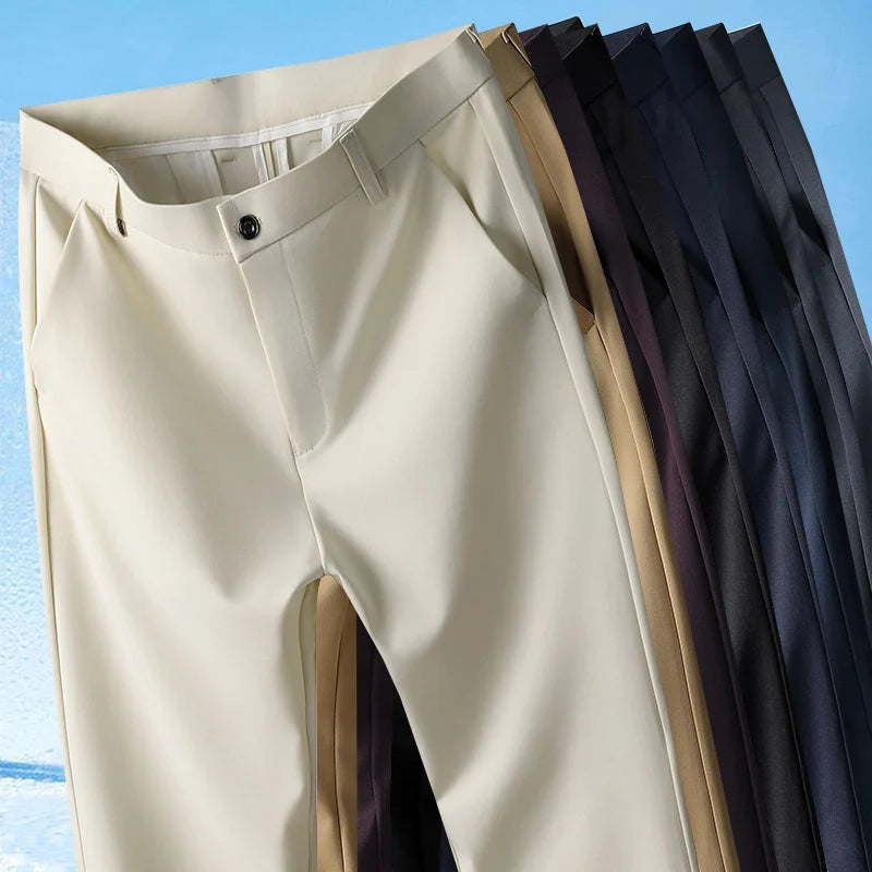Men’s Summer Stretch Pants – Lightweight Straight-Leg Casual Trousers with Wrinkle-Free Cool-Touch Fabric (Sizes 29–42)
