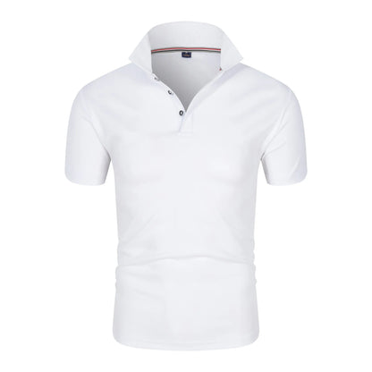 Men’s Solid Color Polo Shirt – Short Sleeve, Lightweight Summer Top