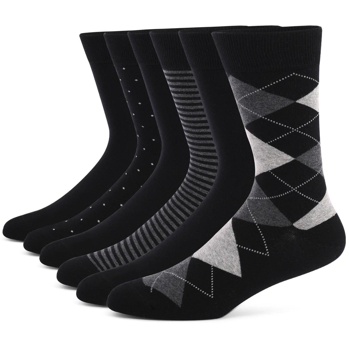 Men’s Combed Cotton Dress Socks – Breathable Argyle Crew Socks, Casual & Business Style,