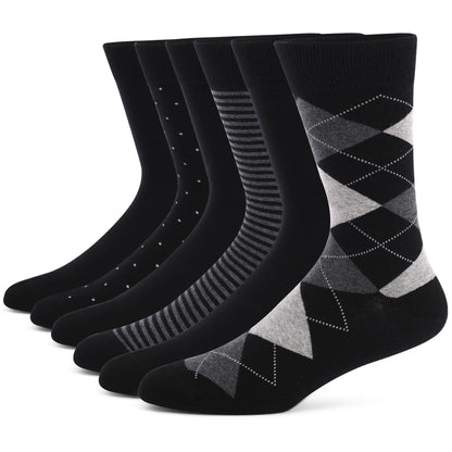 Men’s Combed Cotton Dress Socks – Breathable Argyle Crew Socks, Casual & Business Style,