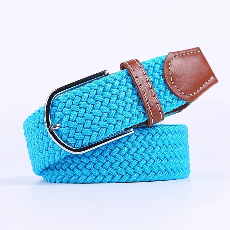 Unisex Braided Stretch Canvas Belt – Metal Pin Buckle for Jeans & Pants (107–130cm)