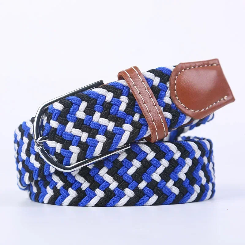 Unisex Braided Stretch Canvas Belt – Metal Pin Buckle for Jeans & Pants (107–130cm)
