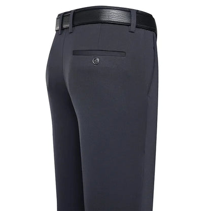 Men’s Business Casual Dress Pants – Straight Fit with Elastic Waist in Black & Navy Blue