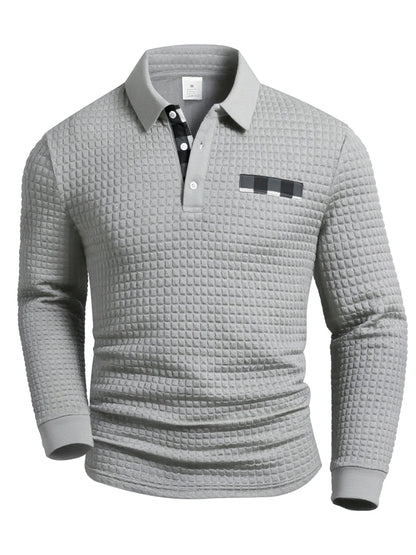 Men’s Long Sleeve Checkered Shirt – Button-Up, Textured Fabric