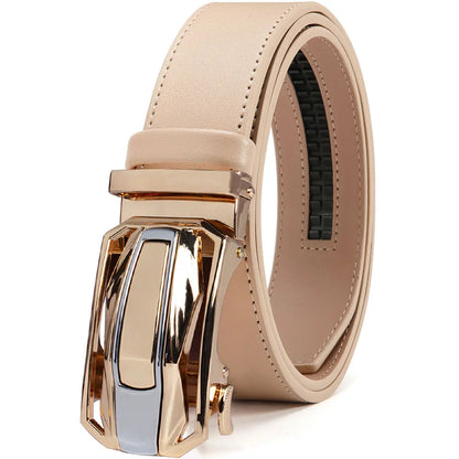 Men’s Genuine Leather Belt – Automatic Buckle Waist Strap, High-Quality Adjustable Belt for Men & Women,